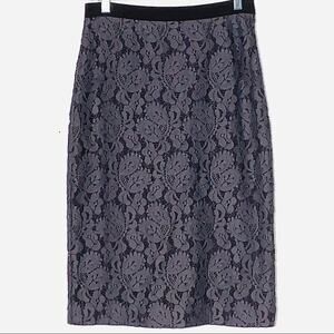 Lida Baday dark plum purple colored lace straight midi pencil skirt size 6 B96